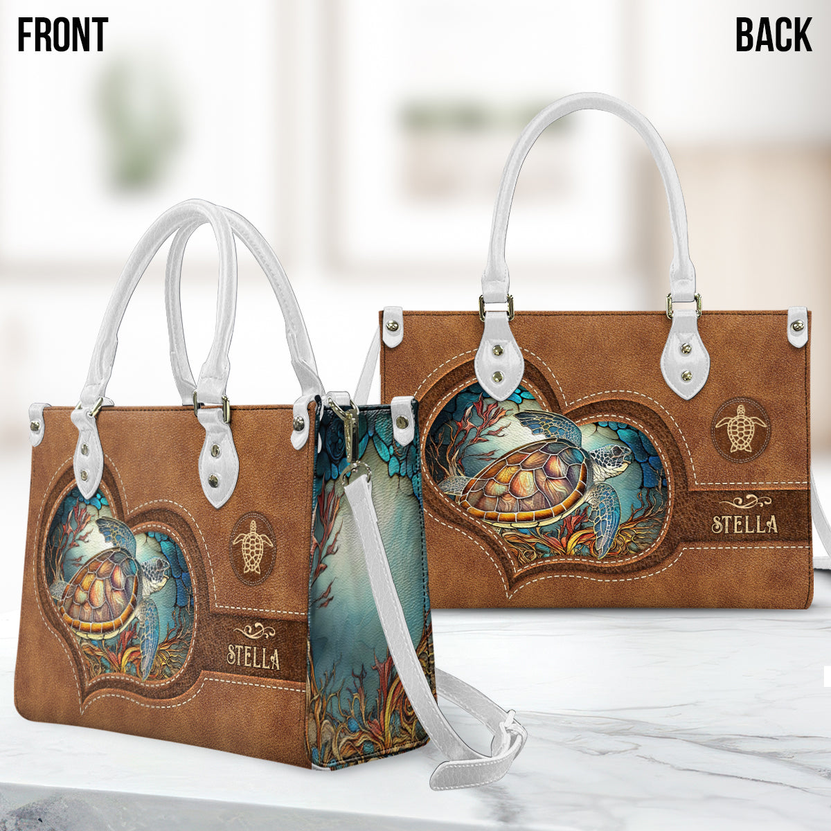 Turtle Lover - Personalisierte Handtasche aus Schildkrötenleder