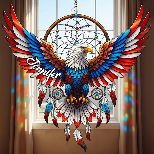 Patriotischer Adler – Personalisierter Weißkopfseeadler-Fensterhänger als Sonnenfänger 