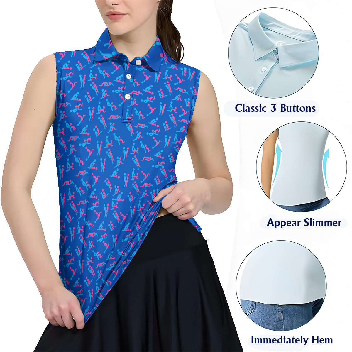 Funny Gift For Her - Personalized Couple Sleeveless Polo Shirt