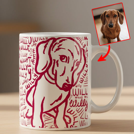 Einzigartiges Geschenk für Haustiere, minimalistisch und schlecht gezeichnet – personalisierte Hundetasse