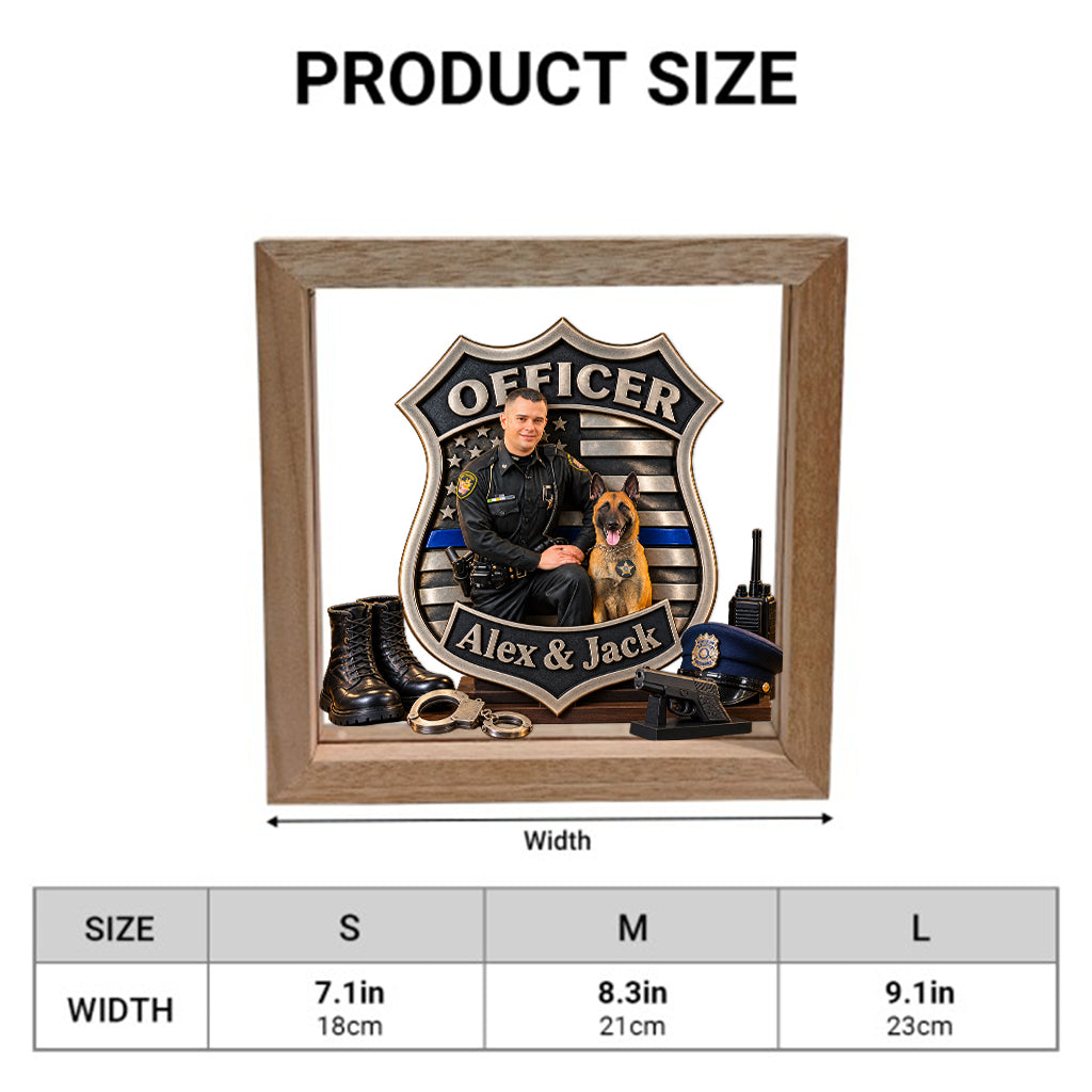 Any Police Photo Office Decoration - Personalized Police Officer Wooden Frame LED Light