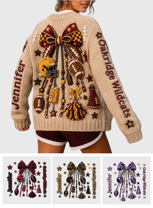 School Football Spirit - Personalized Football Cardigan Sweater