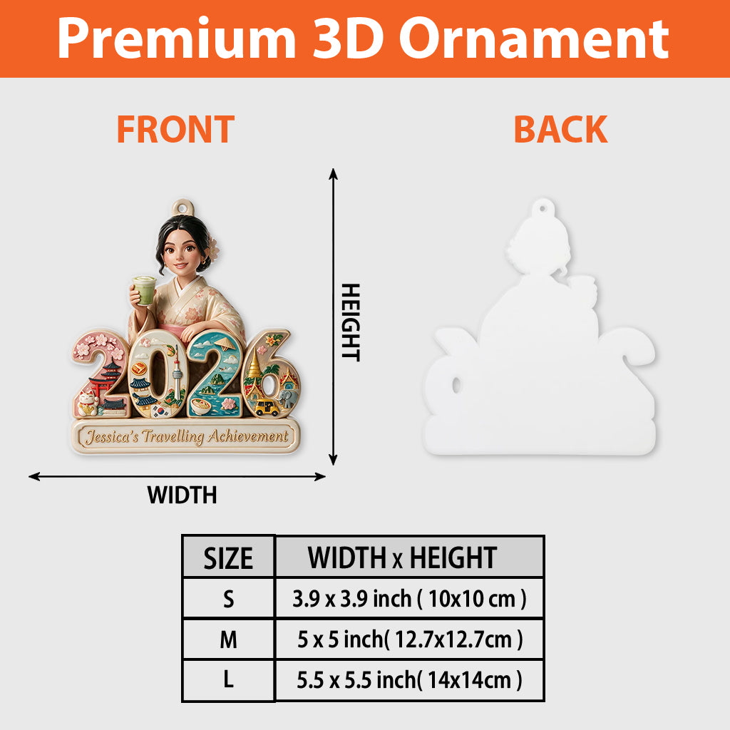 2026 Travel Achievement - Personalized Travelling Premium 3D Ornament