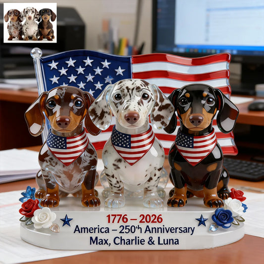 USA 250. Jubiläum - Personalisierte Hundeschild aus Acryl