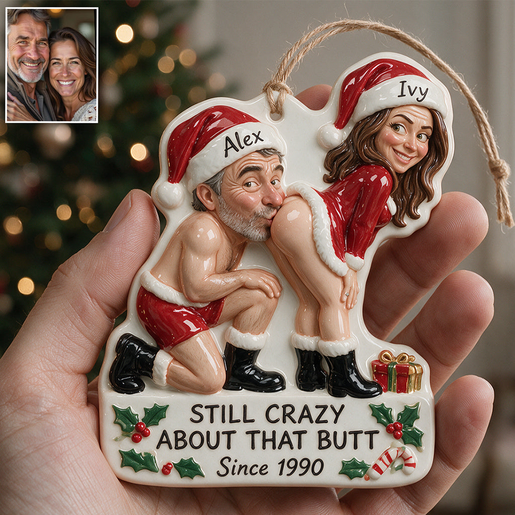 Ho Ho Holy Cheeks! - Personalized Spicy Couple Premium 3D Ornament