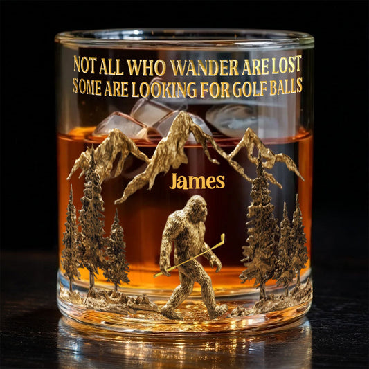 Looking For Golf Balls - Personalized Golf Whiskey Glass