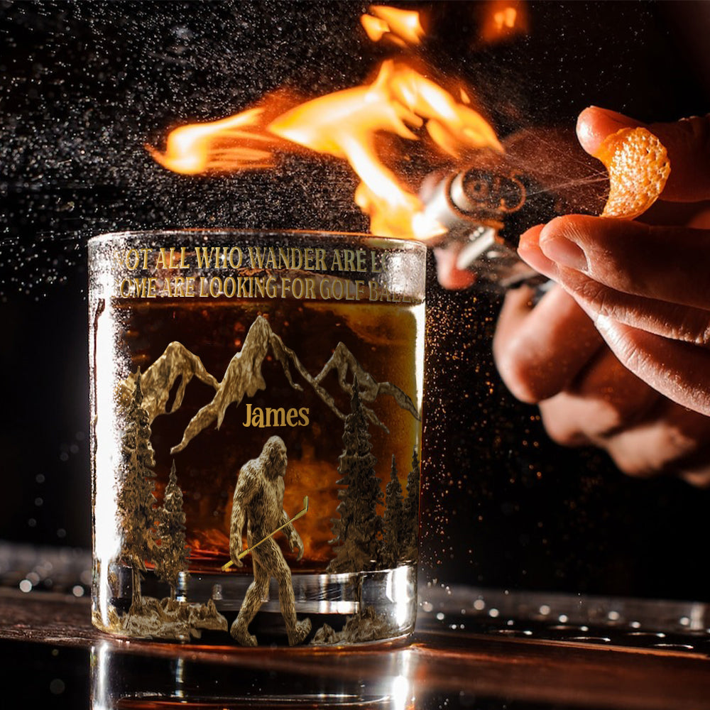 Looking For Golf Balls - Personalized Golf Whiskey Glass
