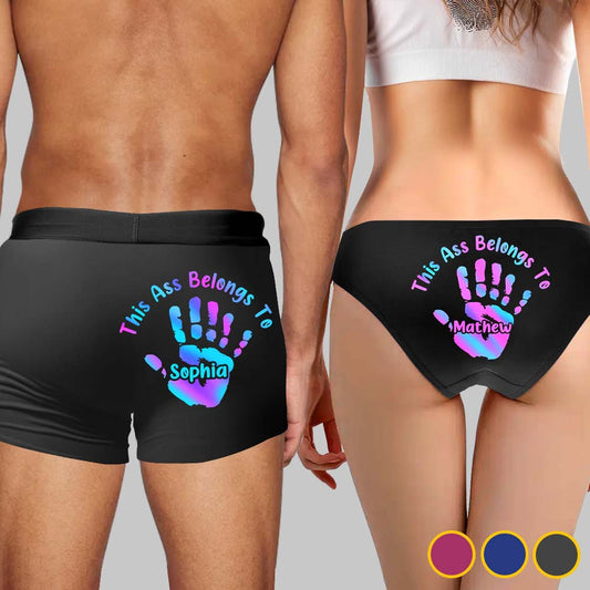 This Ass Is Taken Gift For Her Or Him - Personalized Couple Women Briefs & Men Boxer Briefs