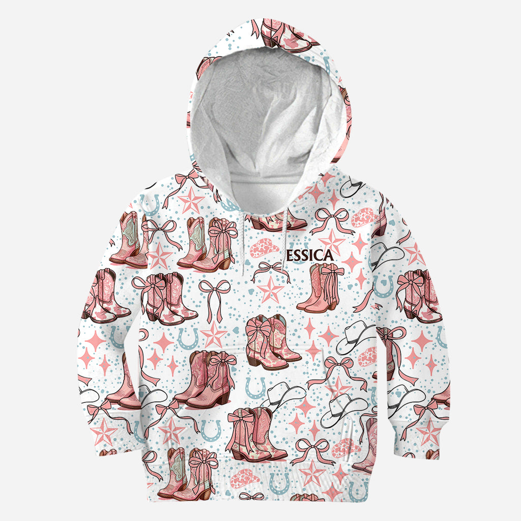 Kokette Cowgirl-Stiefel und Schleifen – personalisiertes Cowgirl-Shirt mit Allover-Print
