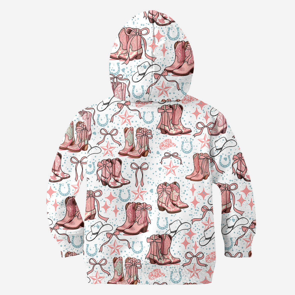 Kokette Cowgirl-Stiefel und Schleifen – personalisiertes Cowgirl-Shirt mit Allover-Print