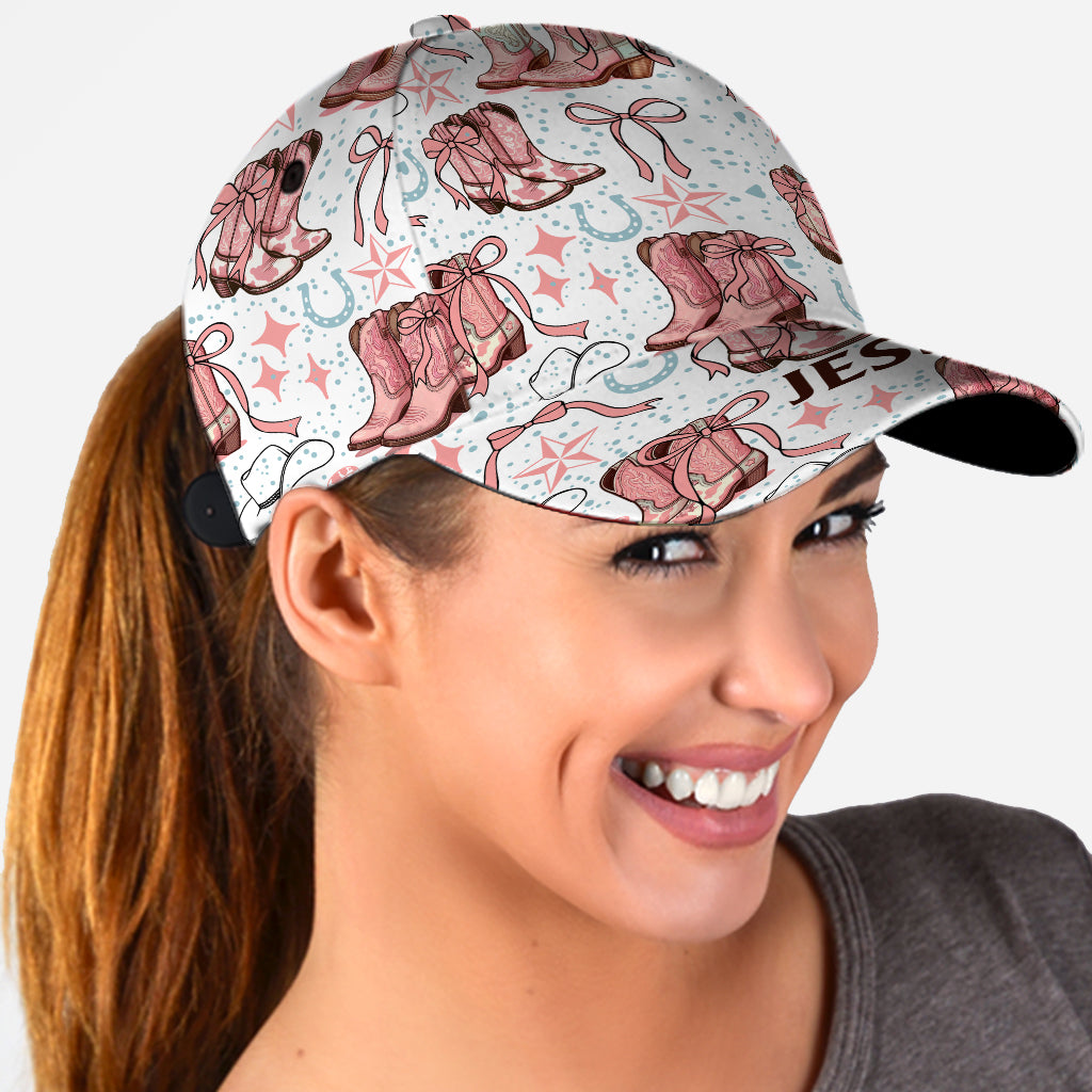 Bottes et nœuds de cowgirl Coquette - Casquette de cowgirl classique personnalisée