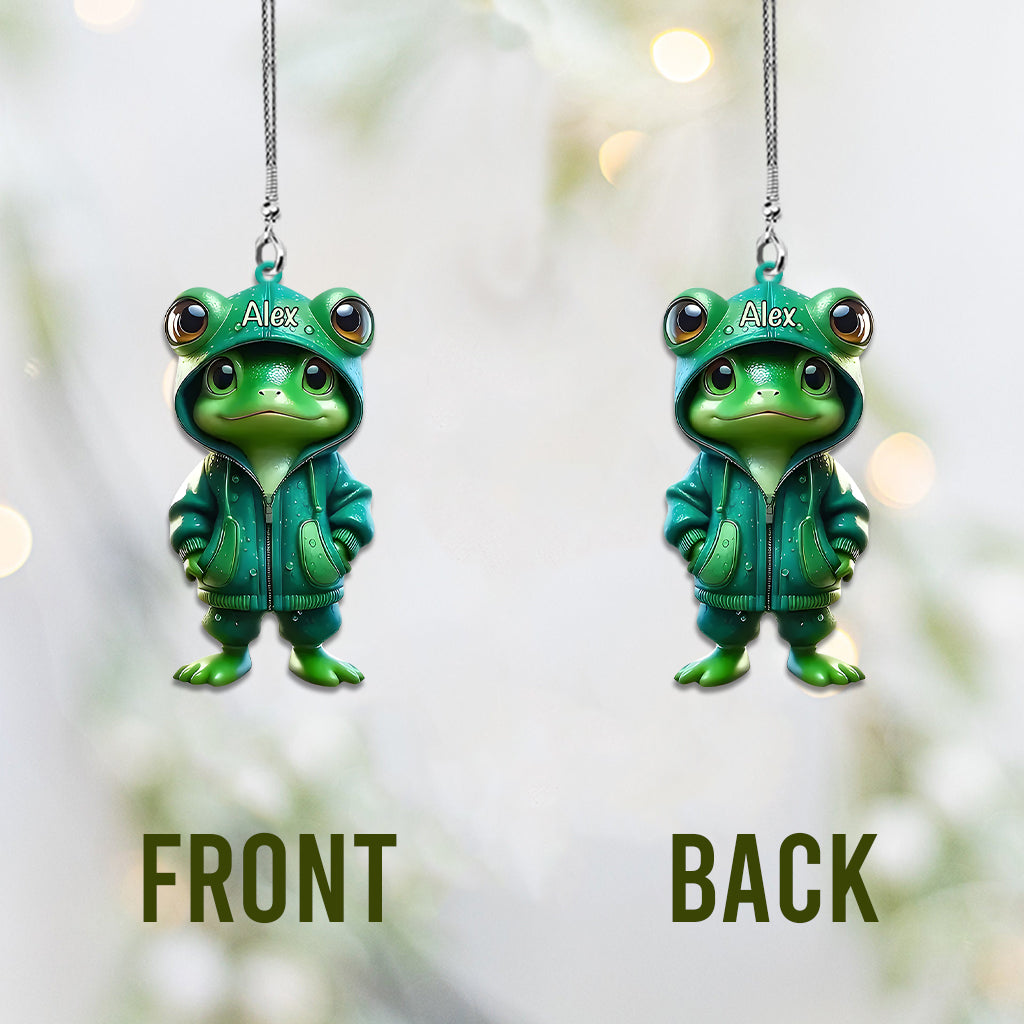 Cute Green Frog - Personalized Frog Car Ornament
