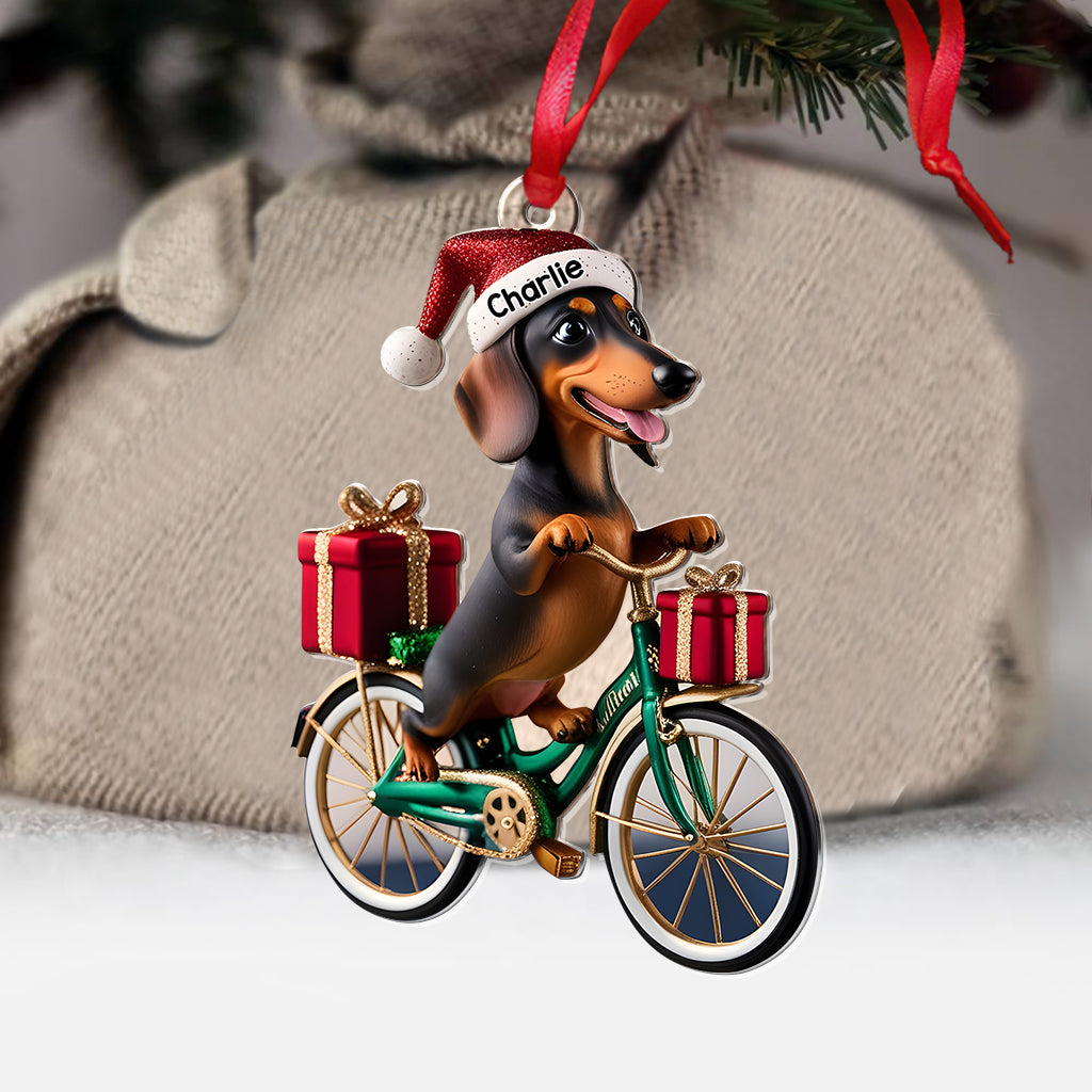 Hund fährt Fahrrad – Personalisierter transparenter Hundeanhänger