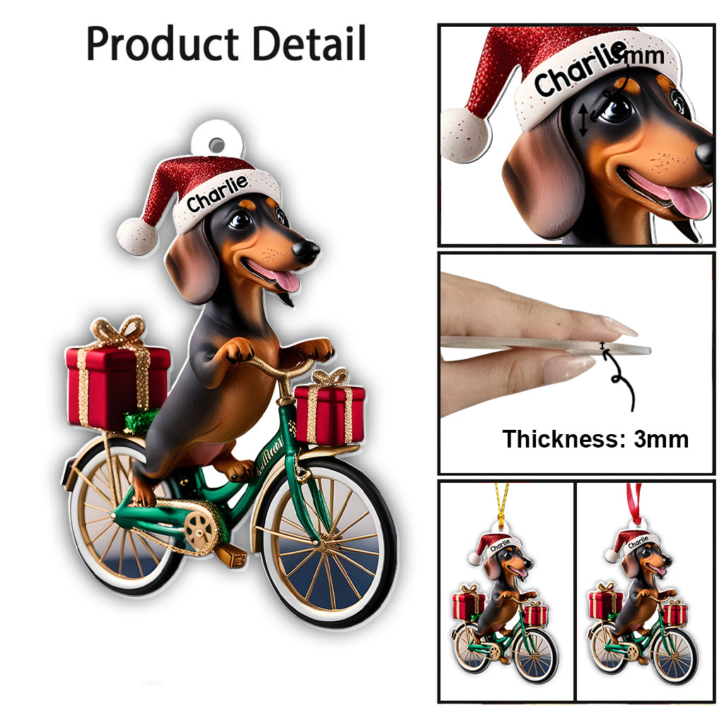 Hund fährt Fahrrad – Personalisierter transparenter Hundeanhänger
