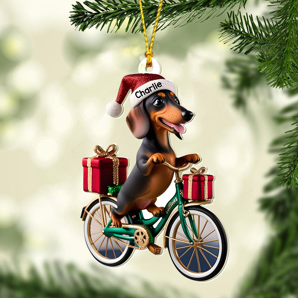 Hund fährt Fahrrad – Personalisierter transparenter Hundeanhänger
