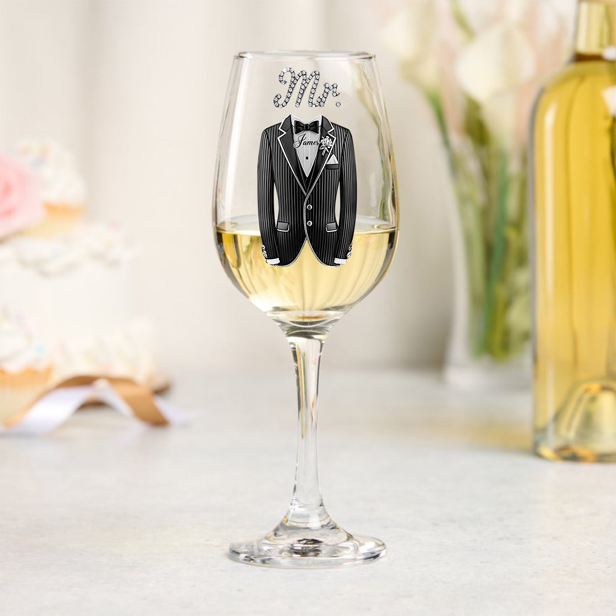 Wedding Couple Wine Glass - Personalized Couple Wine Glass With Long Stem