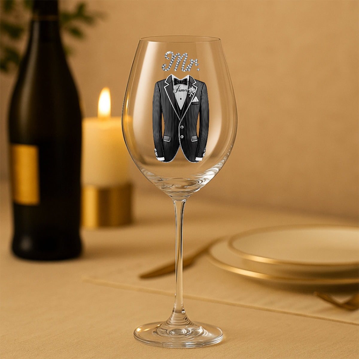 Wedding Couple Wine Glass - Personalized Couple Wine Glass With Long Stem