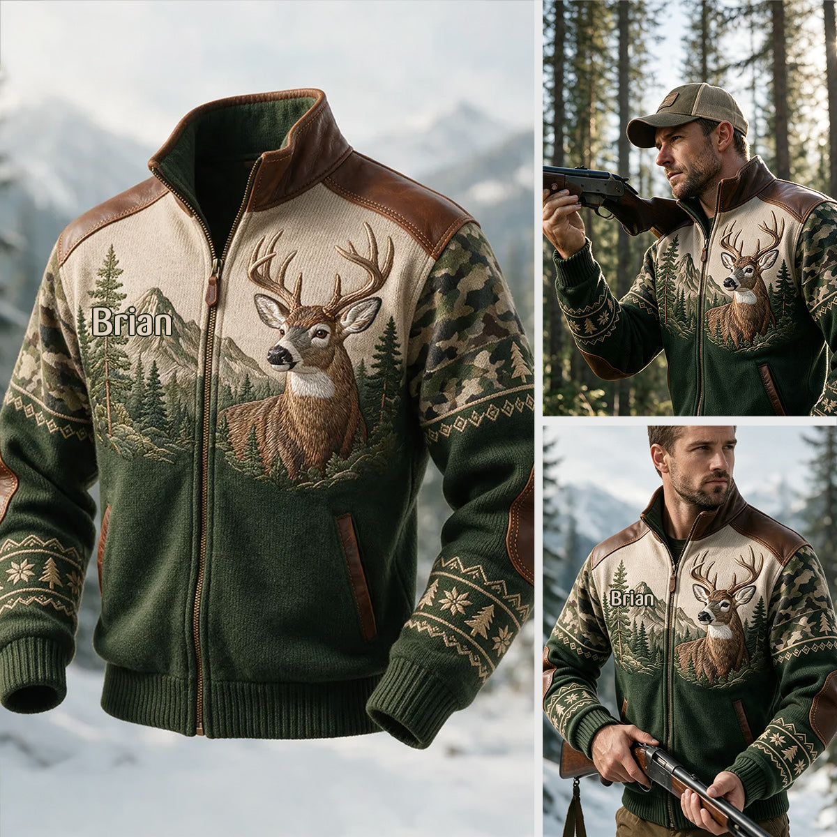 Chasse au Cerf - Veste Zippée Personnalisée