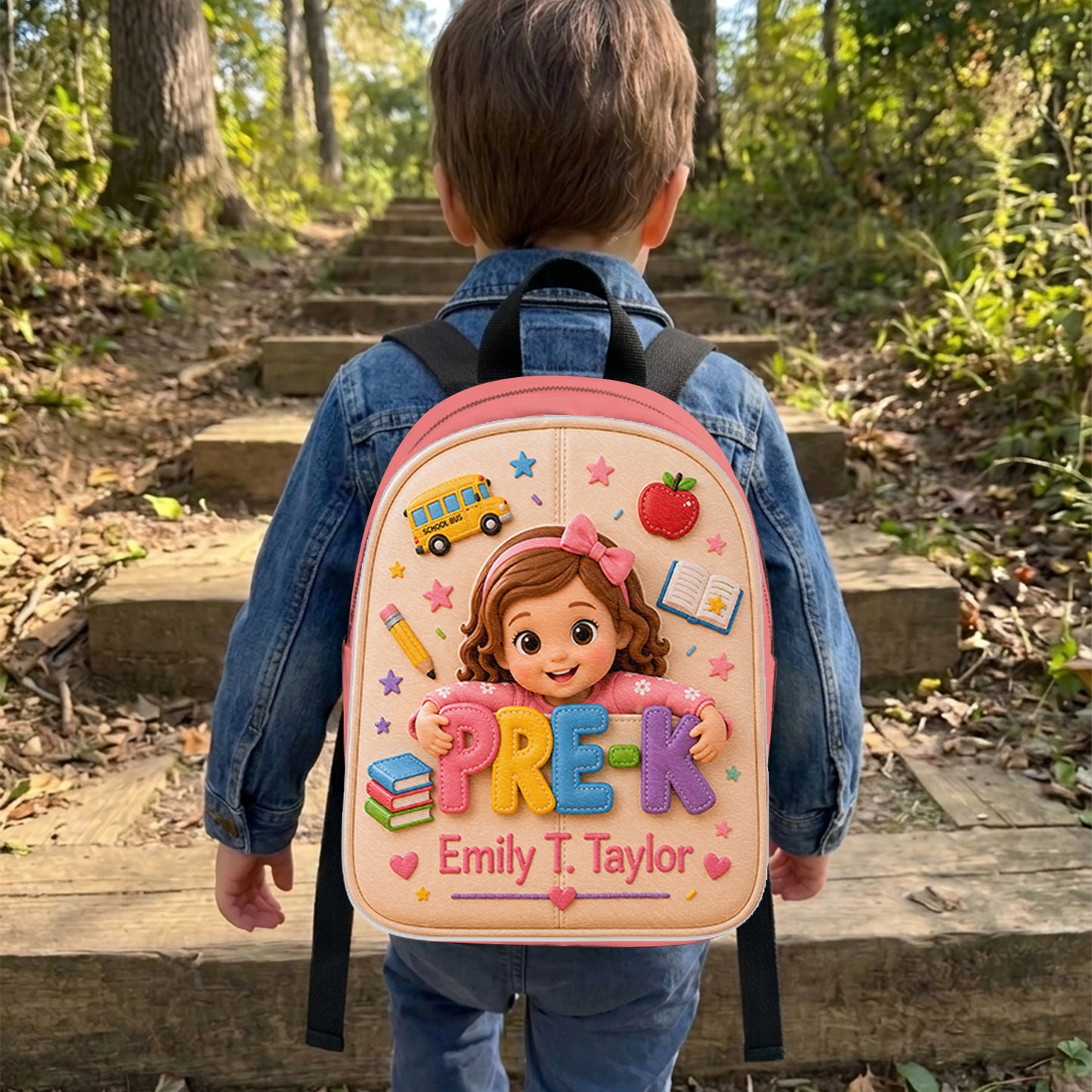 Perfect Back To School Gift For Kids - Personalized Kid Changeable Leather Patch Backpack