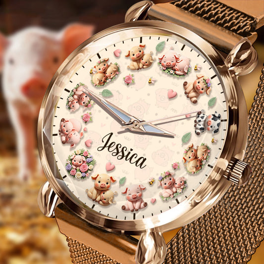 Life Is Better With Pigs - Personalized Pig Lover Women Hand Watch