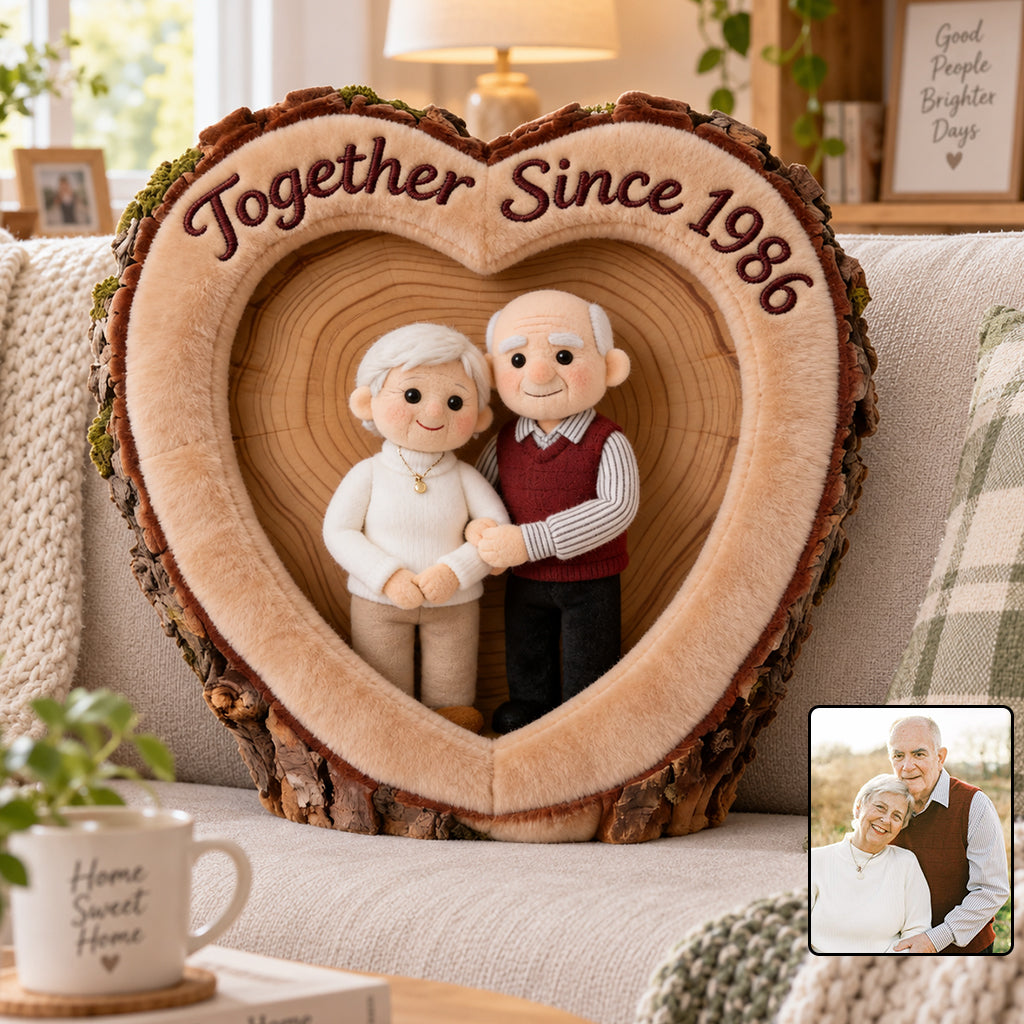 Heart Tree Hollow - Personalized Couple Premium Faux Fur Pillow