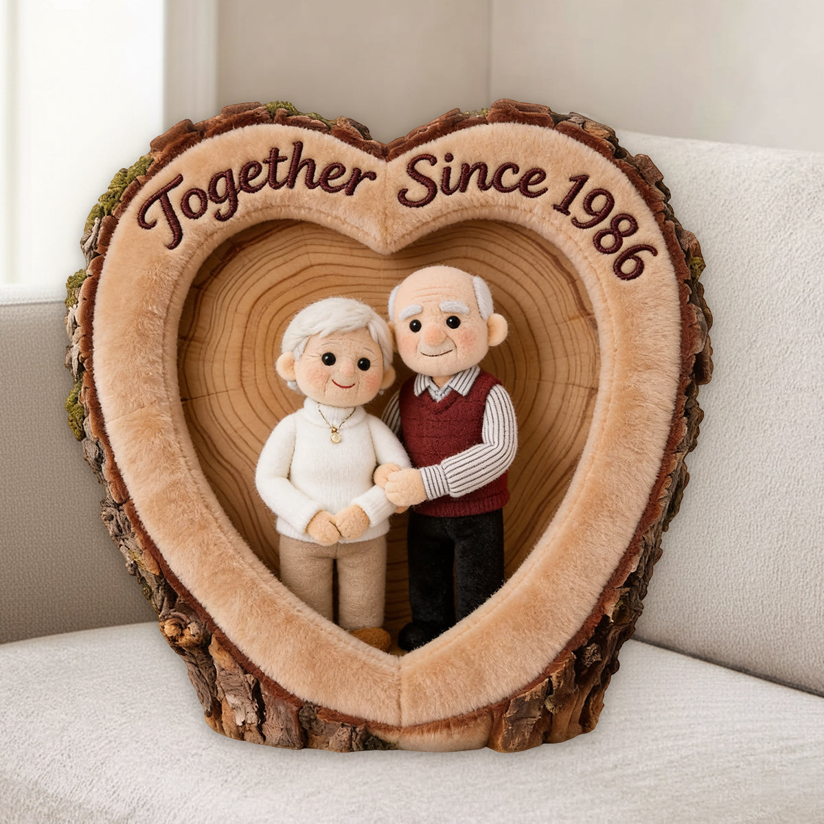 Heart Tree Hollow - Personalized Couple Premium Faux Fur Pillow