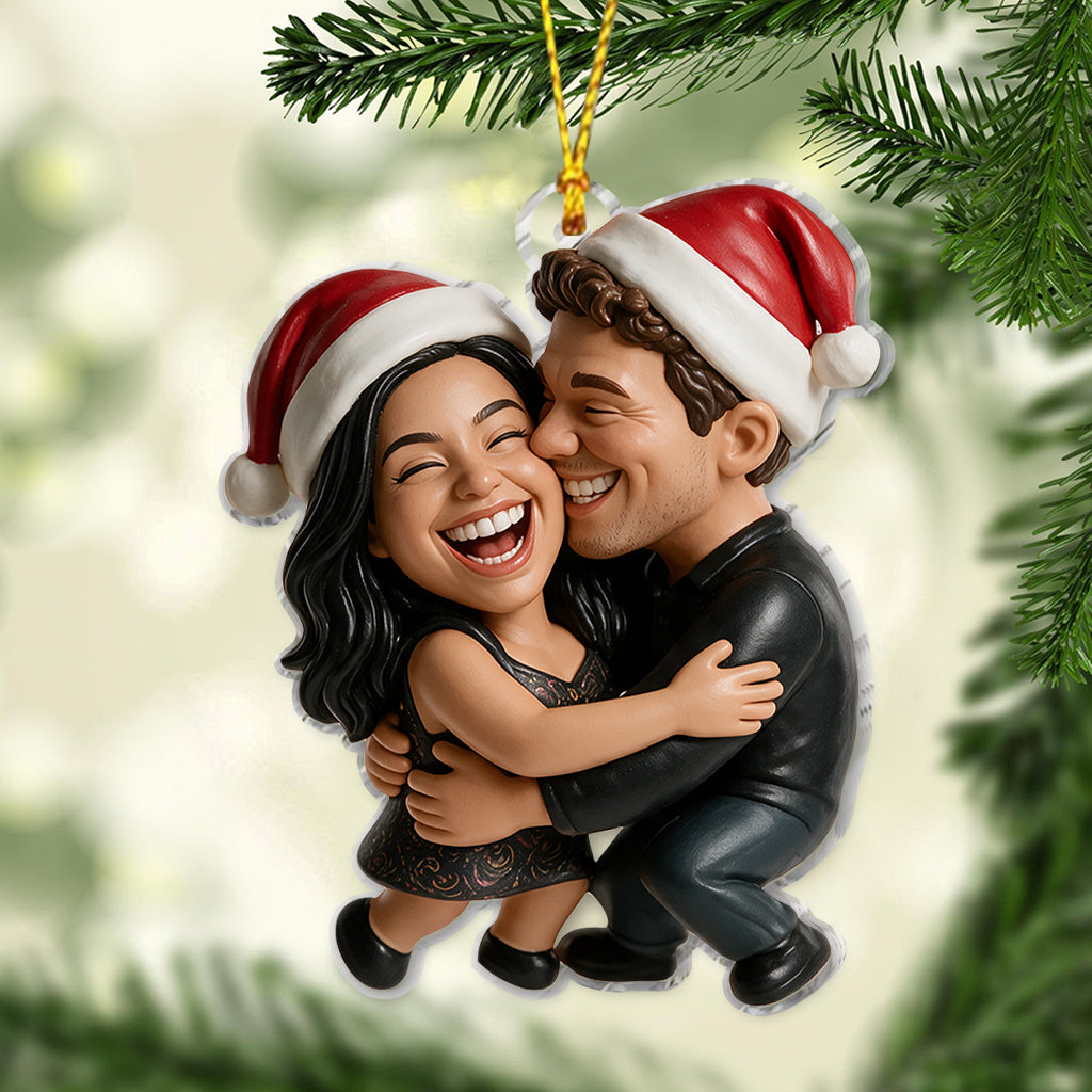 Funny Caricature Ornament For Any Photo - Personalized Couple Ornament