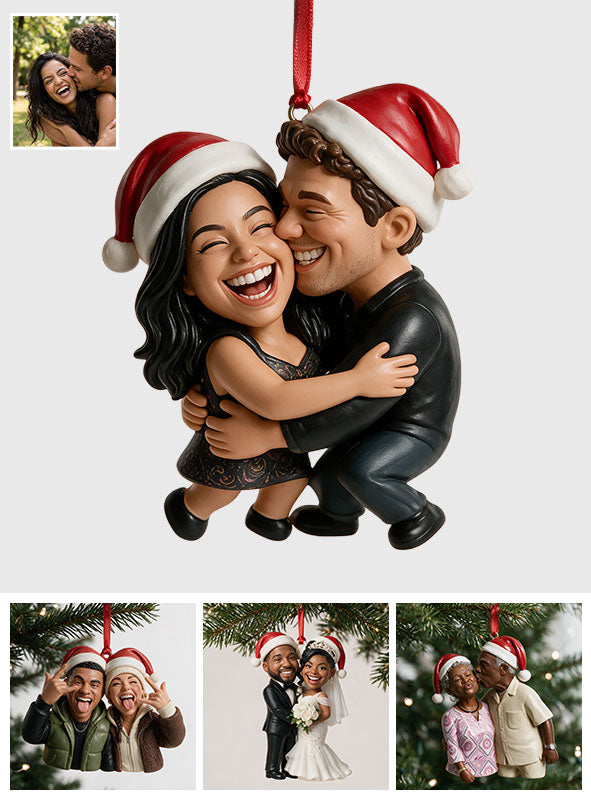 Funny Caricature Ornament For Any Photo - Personalized Couple Ornament