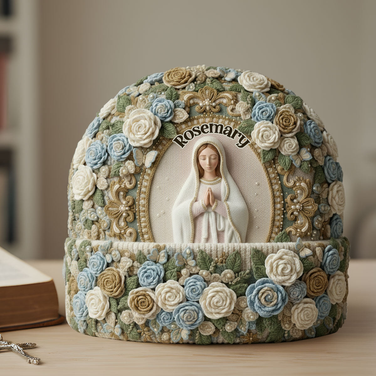 Personalisierte christliche Mütze „Unsere Liebe Frau Rose“