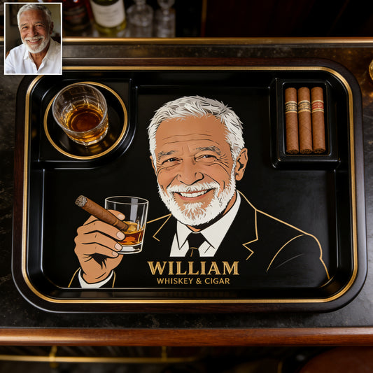 Whiskey und Zigarren - Personalisierbares Whisky Ablagefach