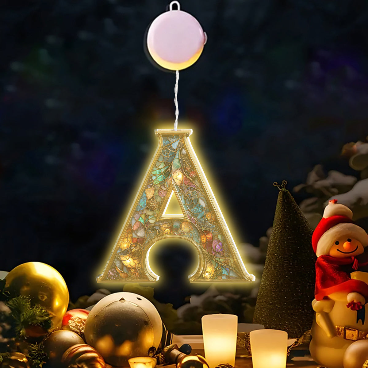 Initiales colorées - Ornement lumineux LED personnalisé pour la famille