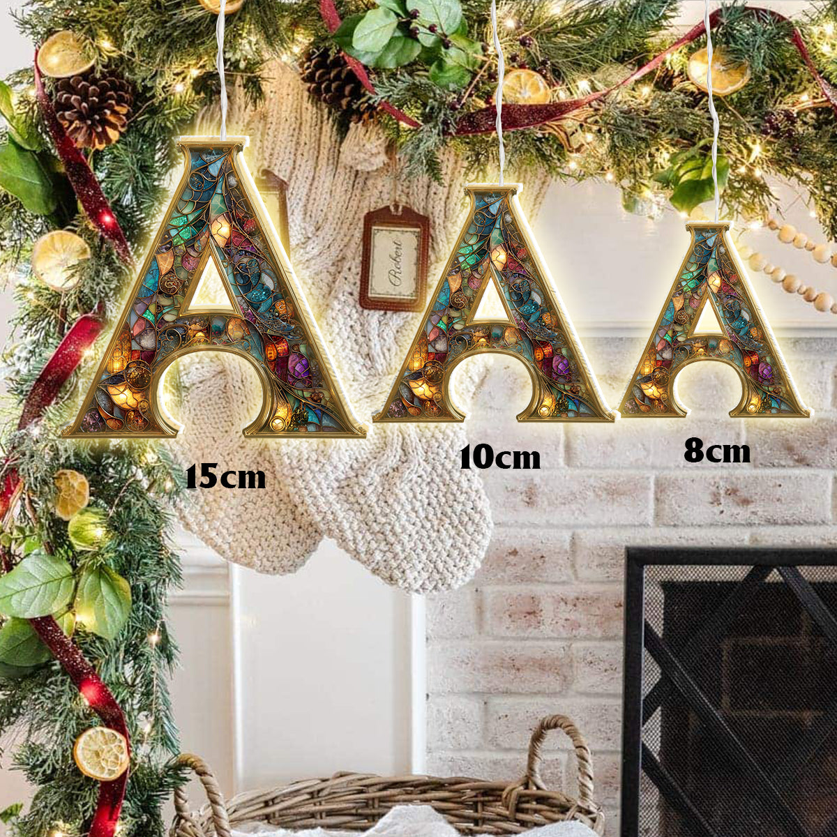 Initiales colorées - Ornement lumineux LED personnalisé pour la famille
