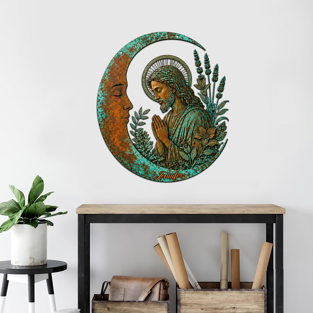 Lune Croissante Jésus - Plaque Métallique Chrétienne Personnalisée
