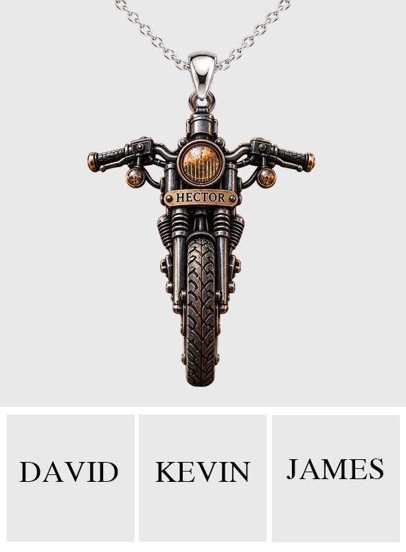 Ride with Faith - Personalized Biker Shaped Metal Pendant Necklace