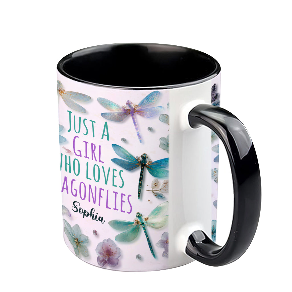 Just A Girl Who Loves Dragonflies - Personalized Dragonfly Accent Mug