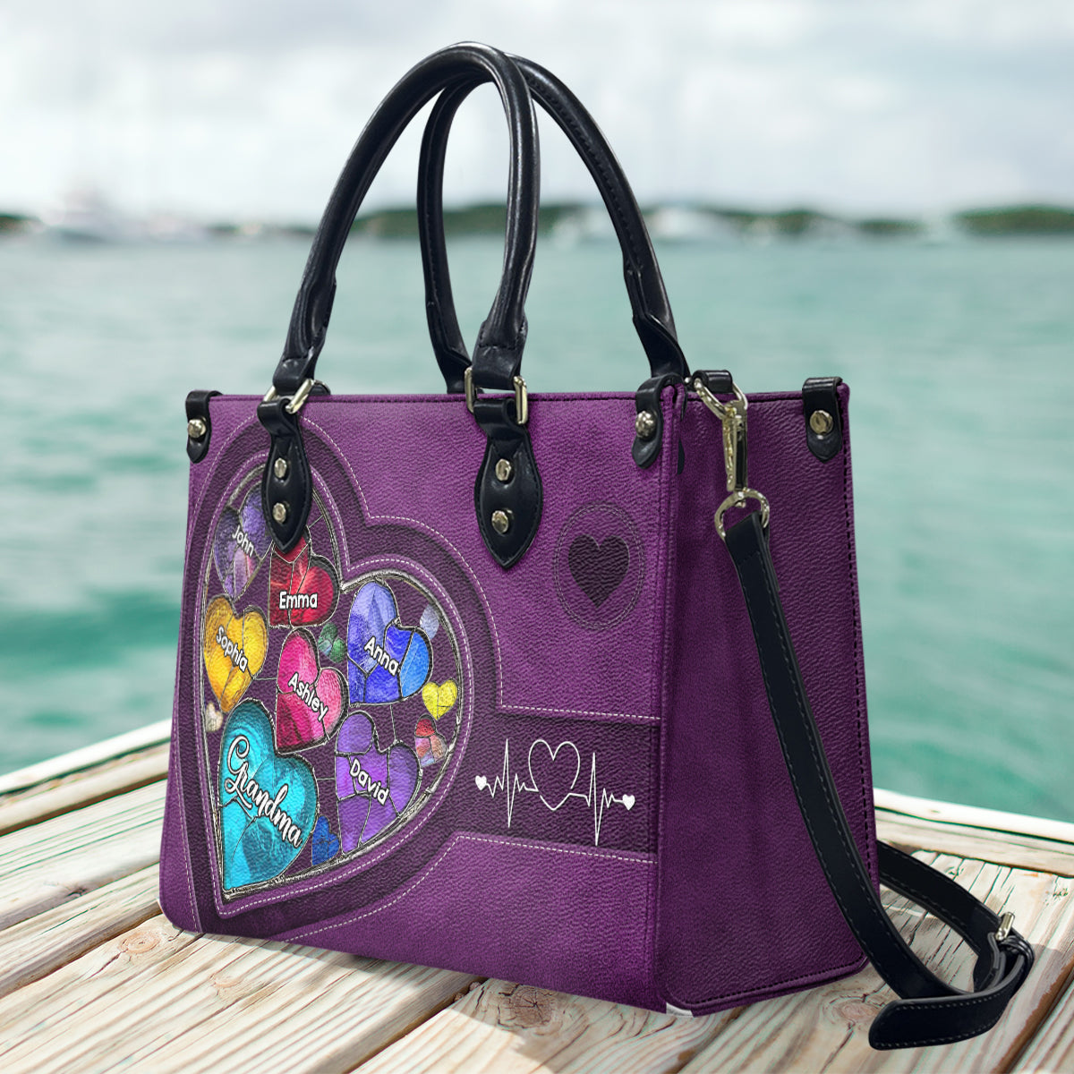 Sac à main en cuir personnalisé « Les chéries de la maman de grand-mère »