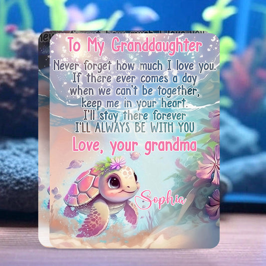 À ma petite-fille, Tortue, Esprit marin - Plaque acrylique personnalisée pour enfant, forme sur mesure