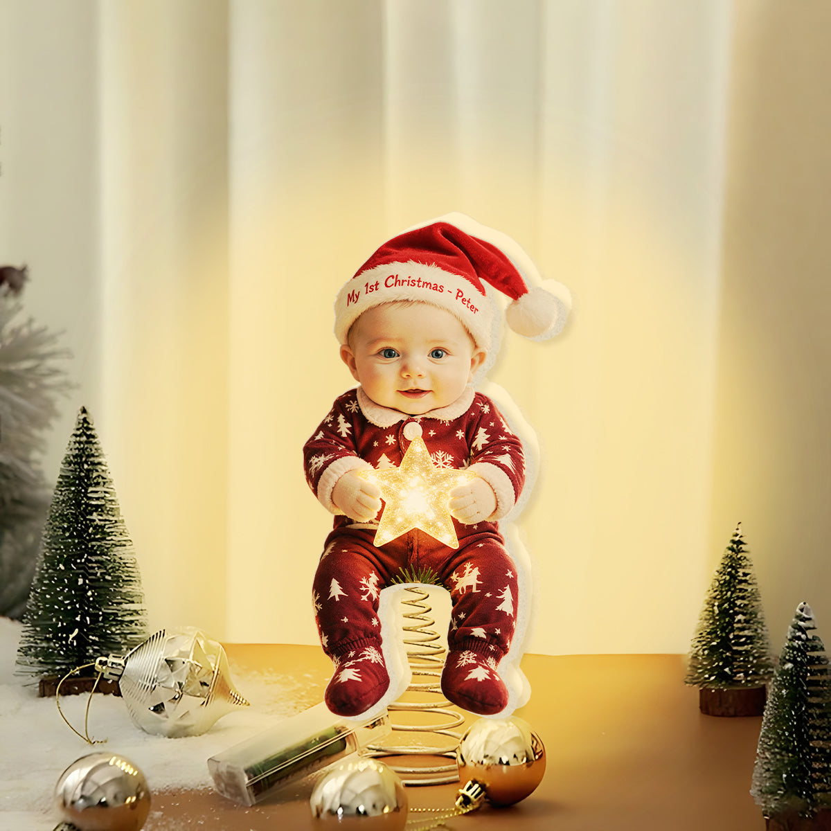 Merry Christmas - Personalized Kid LED Light Tree Topper