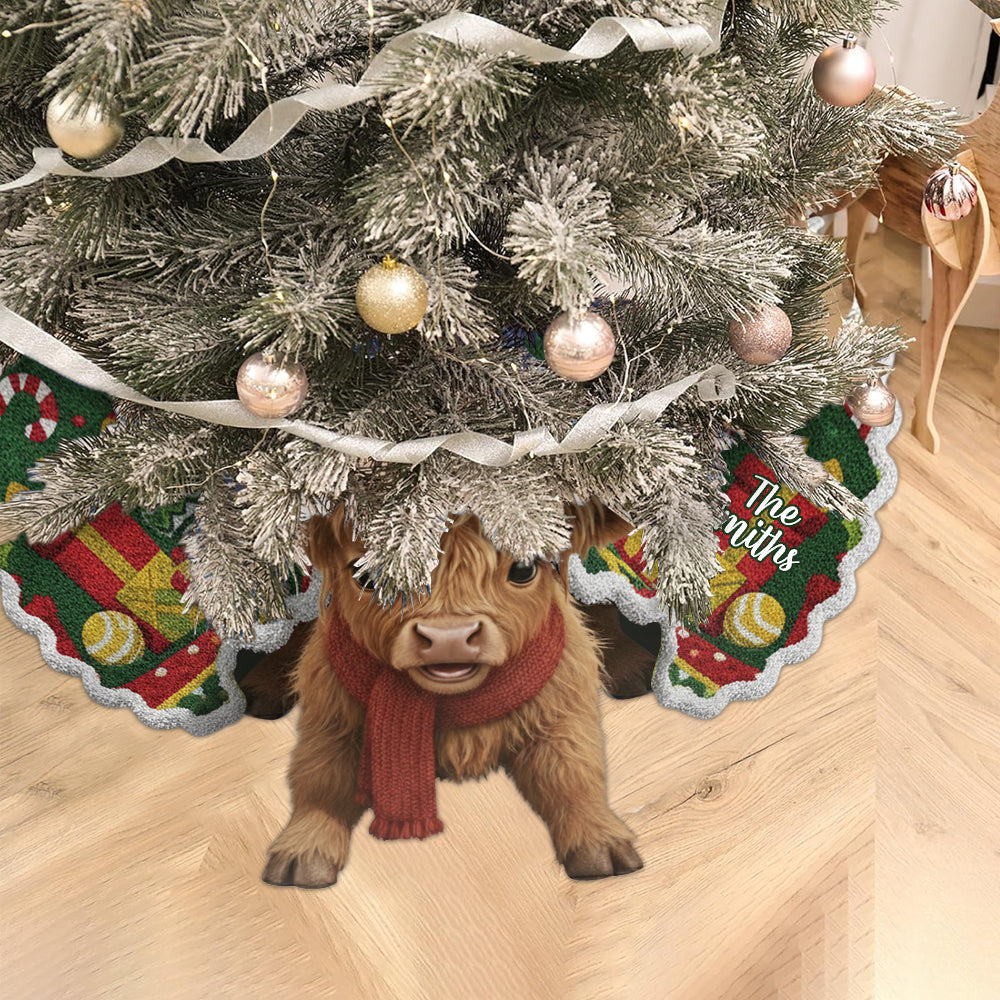 Joyeux Noël - Jupe de sapin personnalisée en forme de vache des Highlands
