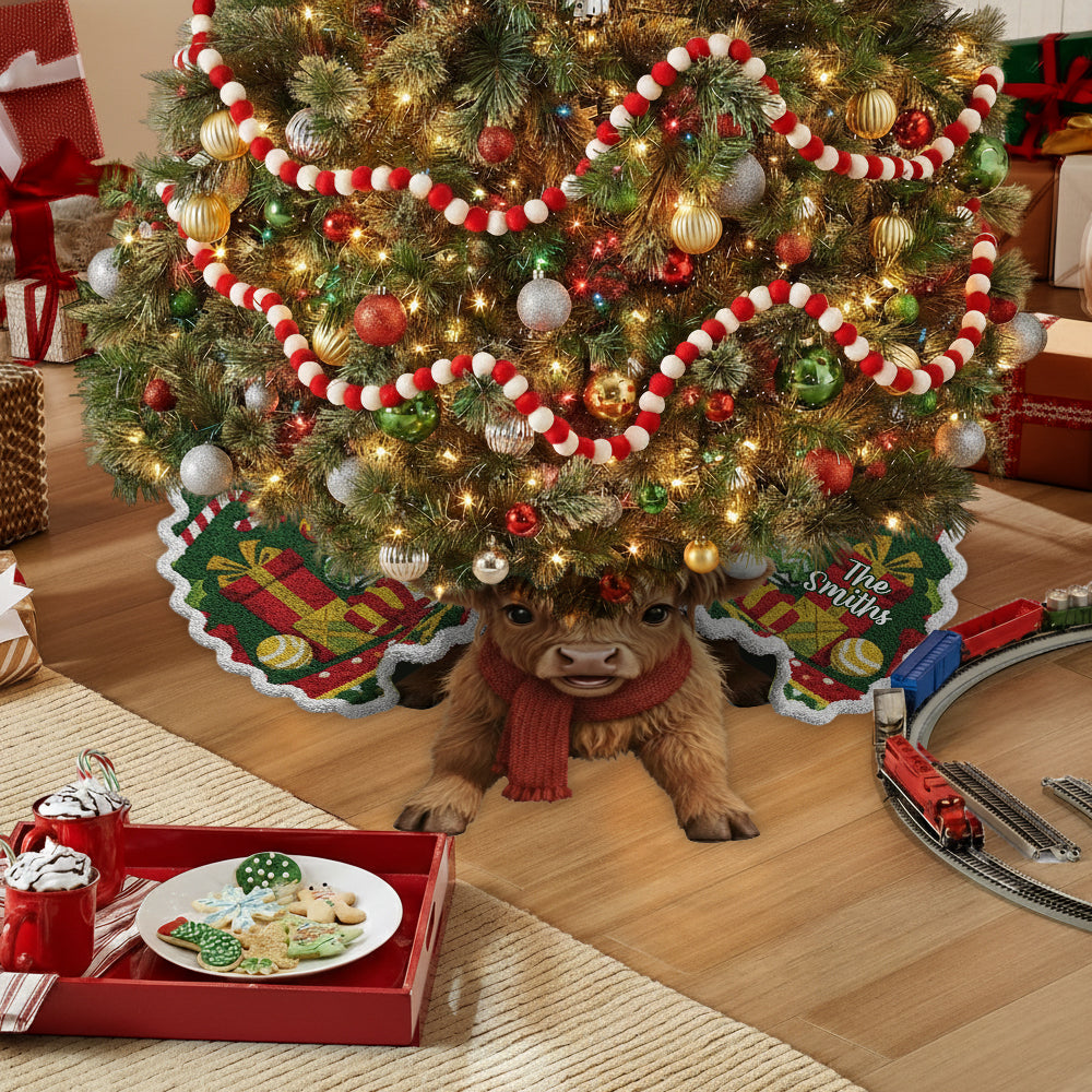 Joyeux Noël - Jupe de sapin personnalisée en forme de vache des Highlands