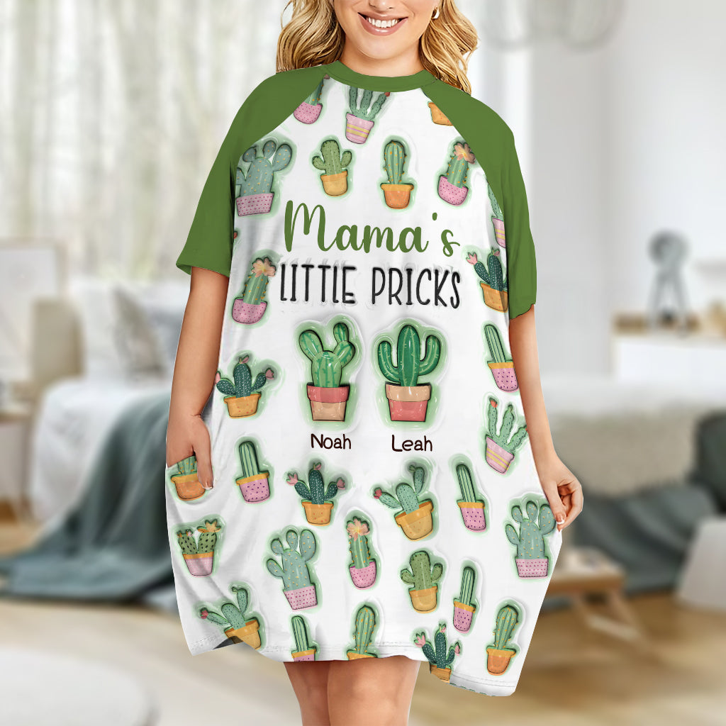 Mama's Little Pricks - Personalized Mother Sleep T-shirt Dress