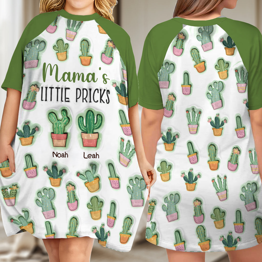 Mama's Little Pricks - Personalized Mother Sleep T-shirt Dress
