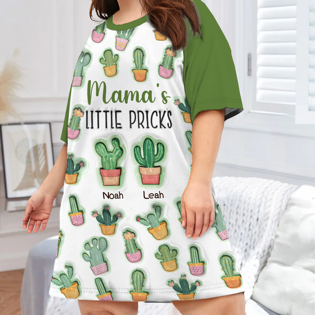 Mama's Little Pricks - Personalized Mother Sleep T-shirt Dress