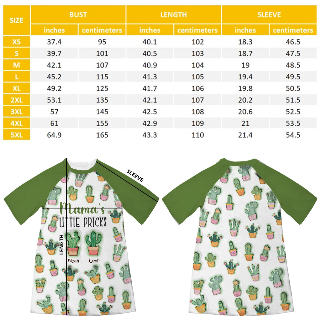 Mama's Little Pricks - Personalized Mother Sleep T-shirt Dress