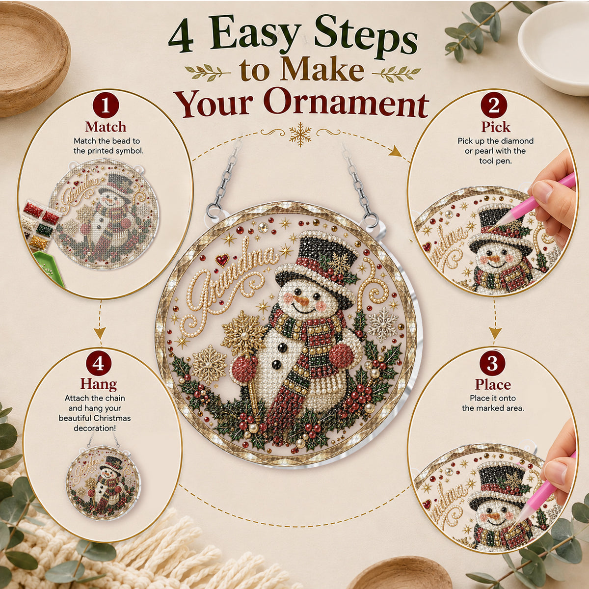 Omas Liebe - Personalisierbares Diamantmalerei Ornament Set