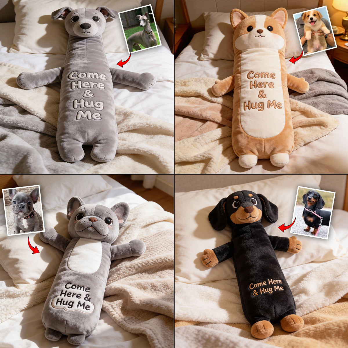 Kuschelkissen für Haustiere, Komfortkissen – personalisiertes Hundekissen aus Kunstfell in Hundeform