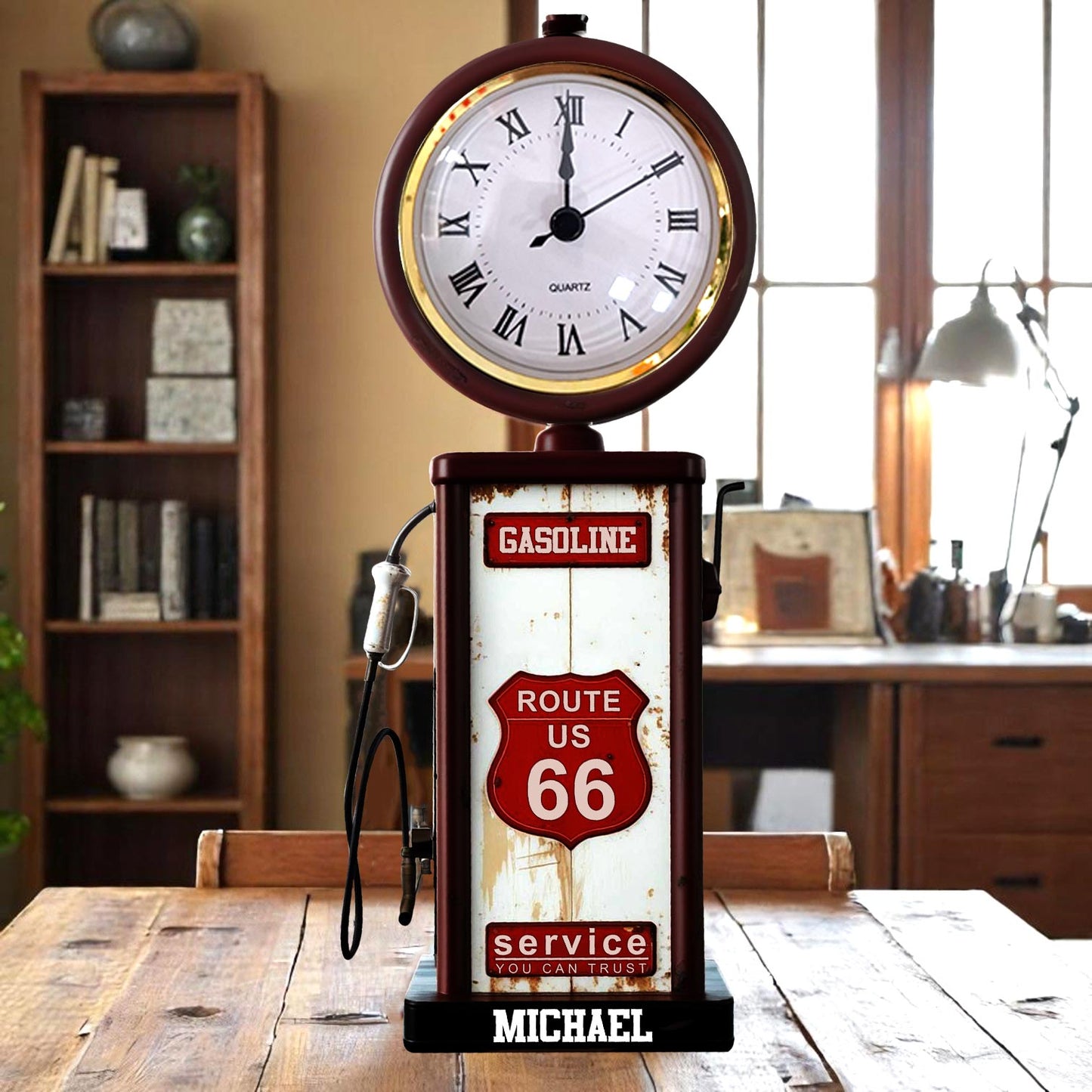 Plaque commémorative en acrylique personnalisée « Route 66 » (essence) – Voiture de collection