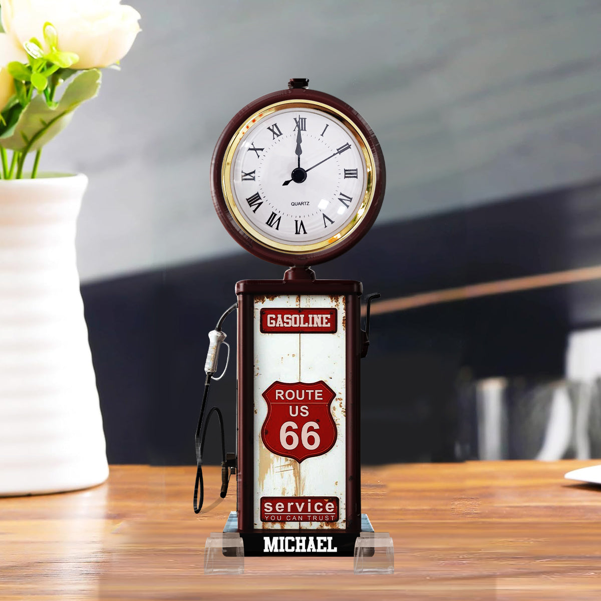 Plaque commémorative en acrylique personnalisée « Route 66 » (essence) – Voiture de collection