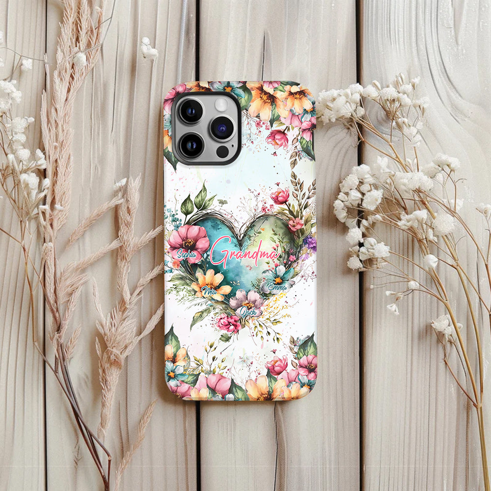 Grandma's Mom's Flowers - Personalized Grandma Full Print Phone Case