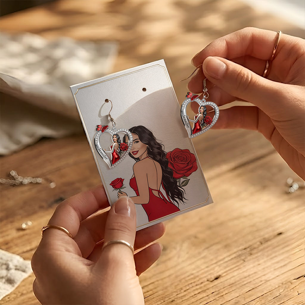 Floral Heart - Personalized Self Love Earrings With Card